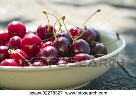 Cherries in a bowl View Large Photo Image Stock Photo - Cherries in a bowl. Fotosearch