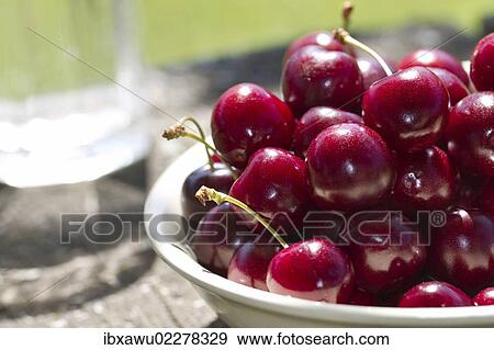 Cherries in a bowl View Large Photo Image Stock Photo - Cherries in a bowl. Fotosearch