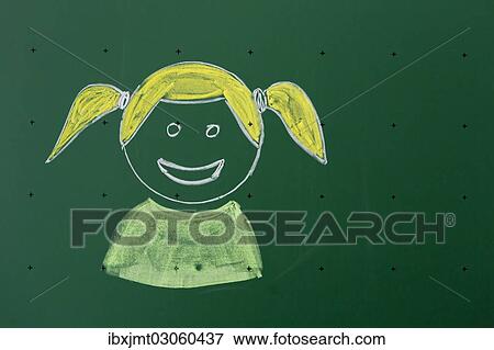 "Child drawn with chalk on a blackboard, learning method for individual work, Germany, Europe" View Large Photo Image Stock Photo - "Child drawn with chalk on a blackboard, learning method for individual work, Germany, Europe". Fotosearch