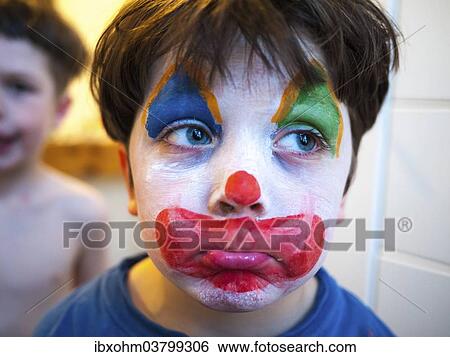 "Child with a clown makeup, Germany, Europe" View Large Photo Image Stock Photograph - "Child with a clown makeup, Germany, Europe". Fotosearch
