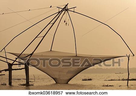 "Chinese fishing net, Vembanad lake, Kerala, India, Asia" View Large Photo Image Stock Photo - "Chinese fishing net, Vembanad lake, Kerala, India, Asia". Fotosearch