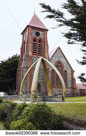 "Christ Church Cathedral and a whale bone arch, Port Stanley, capital of the Falkland Islands, Malvinas Islands, British Overseas Territory, South America" View Large Photo Image Stock Photograph - "Christ Church Cathedral and a whale bone arch, Port Stanley, capital of the Falkland Islands, Malvinas Islands, British Overseas Territory, South America". Fotosearch