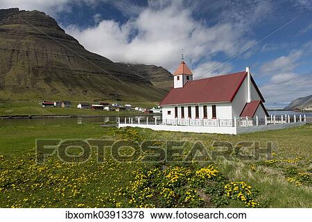 Stock Photo - "Church in Hvannasund, Viooy, Faroe Islands, Denmark, Europe". Fotosearch