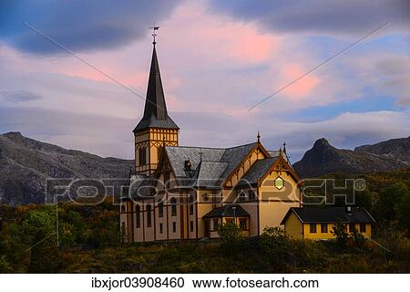 "Church in Kabelvag, Vagan, Nordland, Lofoten, Norway, Europe" View Large Photo Image Stock Image - "Church in Kabelvag, Vagan, Nordland, Lofoten, Norway, Europe". Fotosearch