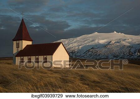 "Church of Hellnar, Snaeffelsjokull ath the back, Snaefellsness, Vesturland, Iceland, Europe" View Large Photo Image Stock Photo - "Church of Hellnar, Snaeffelsjokull ath the back, Snaefellsness, Vesturland, Iceland, Europe". Fotosearch