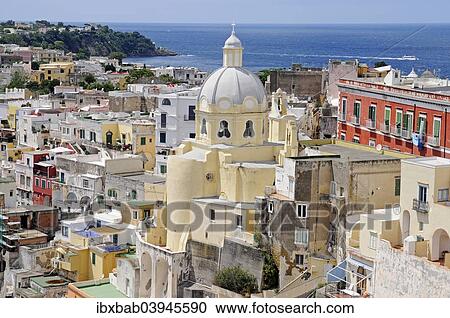 Stock Image - "Church of Santa Maria delle Grazie, Marina di Corricella, Procida, Campania, Southern Italy, Italy, Europe". Fotosearch