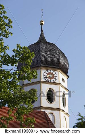 Stock Photography - "Church of St. Johannes der Taeufer or John the Baptist, Holzhausen am Starnberger See, Muensing community, Upper Bavaria, Bavaria, Germany, Europe". Fotosearch