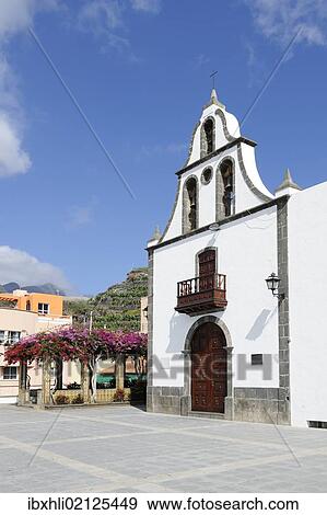 Stock Photo - "Church of St. Michael, Tazacorte, La Palma, Canary Islands, Spain, Europe, PublicGround, Europe". Fotosearch