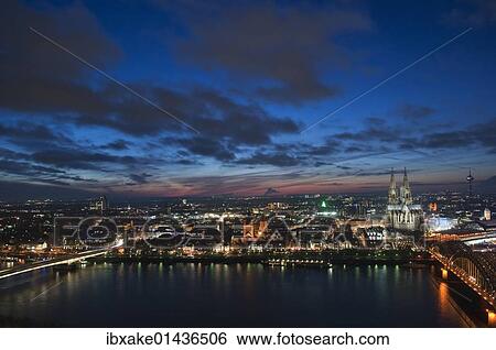 "Cityscape, panorama, dusk, Cologne, North Rhine-Westphalia, Germany, Europe" View Large Photo Image Stock Photograph - "Cityscape, panorama, dusk, Cologne, North Rhine-Westphalia, Germany, Europe". Fotosearch