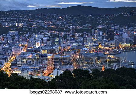 "Cityscape, Wellington waterfront at dusk, New Zealand, North Island, Oceania" View Large Photo Image Stock Photo - "Cityscape, Wellington waterfront at dusk, New Zealand, North Island, Oceania". Fotosearch