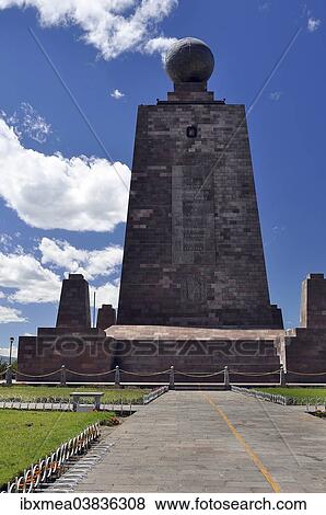"Ciudad Mitad del Mundo, Middle of the World City, monument with a globe and a painted line marking the equator, Quito, Ecuador, South America" View Large Photo Image Stock Photo - "Ciudad Mitad del Mundo, Middle of the World City, monument with a globe and a painted line marking the equator, Quito, Ecuador, South America". Fotosearch