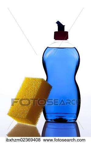 Cleaning agent with a sponge View Large Photo Image Stock Photo - Cleaning agent with a sponge. Fotosearch