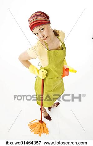 Cleaning lady at work View Large Photo Image Stock Photo - Cleaning lady at work. Fotosearch