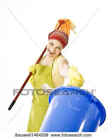 Cleaning lady at work View Large Photo Image Stock Photo - Cleaning lady at work. Fotosearch