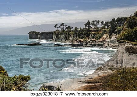 Stock Photo - "Cliffs at Westport, Cape Foulwind, South Island, New Zealand, Oceania". Fotosearch