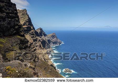 Stock Photo - "Cliffs near Casas de Tirma de San Nicolas, Artenara region, Gran Canaria, Canary Islands, Spain, Europe, PublicGround, Europe". Fotosearch