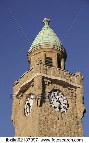 "Clock tower at the Landungsbruecken, St. Pauli landing bridges, Port of Hamburg, Hamburg, Germany, Europe" View Large Photo Image Stock Photo - "Clock tower at the Landungsbruecken, St. Pauli landing bridges, Port of Hamburg, Hamburg, Germany, Europe". Fotosearch