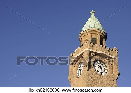 "Clock tower at the Landungsbruecken, St. Pauli landing bridges, Port of Hamburg, Hamburg, Germany, Europe" View Large Photo Image Stock Photograph - "Clock tower at the Landungsbruecken, St. Pauli landing bridges, Port of Hamburg, Hamburg, Germany, Europe". Fotosearch
