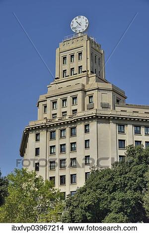 "Clock tower in Placa de Catalunya square, Barcelona,? Çï? ÇïCatalonia, Spain, Europe" View Large Photo Image Picture - "Clock tower in Placa de Catalunya square, Barcelona,? Çï? ÇïCatalonia, Spain, Europe". Fotosearch