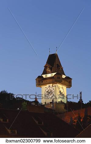 "Clock tower on Schlossberg, castle hill, Graz, Styria, Austria, Europe" View Large Photo Image Stock Photo - "Clock tower on Schlossberg, castle hill, Graz, Styria, Austria, Europe". Fotosearch