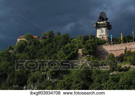 "Clock tower on Schlossberg hill, Graz, Styria, Austria, Europe" View Large Photo Image Stock Photo - "Clock tower on Schlossberg hill, Graz, Styria, Austria, Europe". Fotosearch