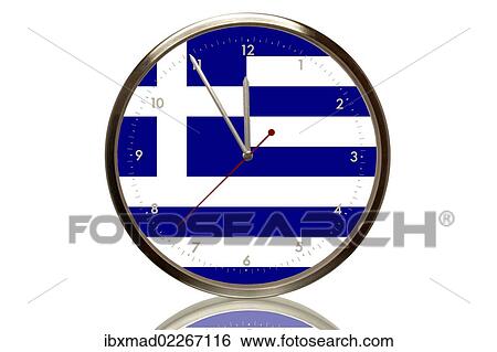 "Clock with the Greek national flag, 5 minutes to twelve, eleventh hour, symbolic image for the euro crisis" View Large Photo Image Stock Photograph - "Clock with the Greek national flag, 5 minutes to twelve, eleventh hour, symbolic image for the euro crisis". Fotosearch