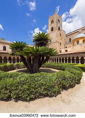"Cloister with ornate pillars at Monreale Cathedral or Cathedral Santa Maria Nuova, Monreale, Sicily, Italy, Europe" View Large Photo Image Stock Image - "Cloister with ornate pillars at Monreale Cathedral or Cathedral Santa Maria Nuova, Monreale, Sicily, Italy, Europe". Fotosearch