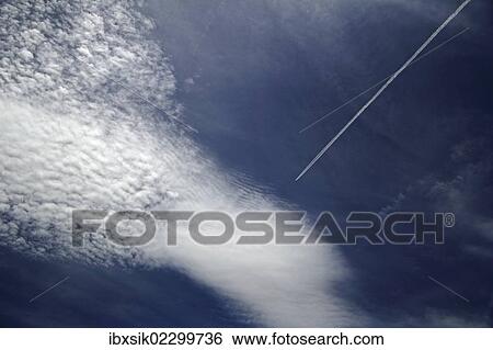 "Clouds, contrail, sky, airplane" View Large Photo Image Stock Photograph - "Clouds, contrail, sky, airplane". Fotosearch