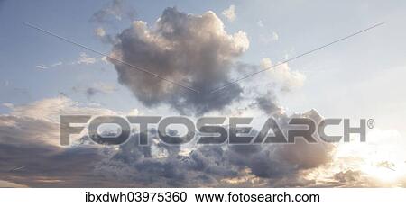 Stock Image - "Cloudy sky, Mecklenburg-Western Pomerania, Germany, Europe". Fotosearch