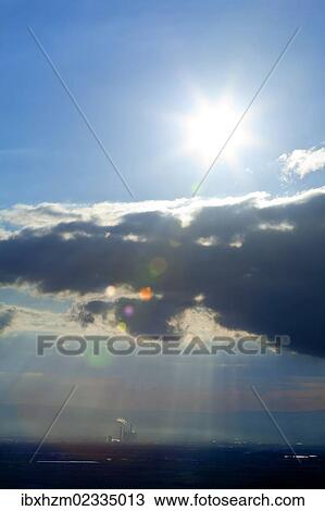 "Cloudy sky, with industrial plant" View Large Photo Image Stock Image - "Cloudy sky, with industrial plant". Fotosearch