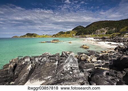 Stock Photo - "Coast, Refviksanden Beach, Vagsoy island, Sogn og Fjordane, Norway, Europe". Fotosearch