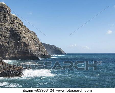 "Coastal cliffs, surf, La Palma, Canary Islands, Spain, Europe" View Large Photo Image Picture - "Coastal cliffs, surf, La Palma, Canary Islands, Spain, Europe". Fotosearch