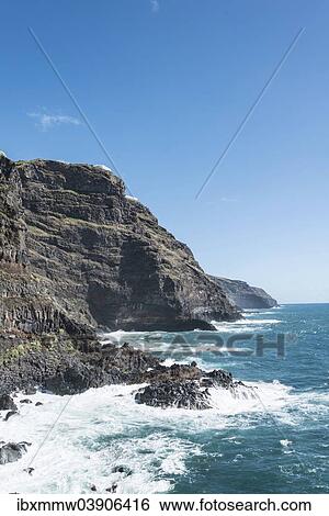 "Coastal cliffs, surf, La Palma, Canary Islands, Spain, Europe" View Large Photo Image Stock Photograph - "Coastal cliffs, surf, La Palma, Canary Islands, Spain, Europe". Fotosearch