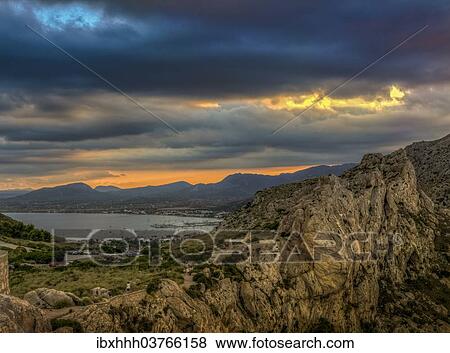 "Coastal landscape in the evening, Bay of Pollensa, Pollenca, Serra de Tramuntana, Majorca, Balearic Islands, Spain, Europe" View Large Photo Image Stock Photo - "Coastal landscape in the evening, Bay of Pollensa, Pollenca, Serra de Tramuntana, Majorca, Balearic Islands, Spain, Europe". Fotosearch