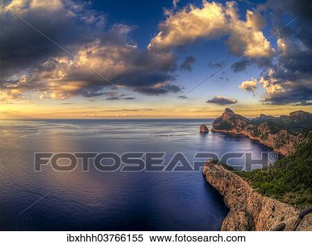 "Coastal landscape in the evening, Cap Formentor, Majorca, Balearic Islands, Spain, Europe" View Large Photo Image Stock Photography - "Coastal landscape in the evening, Cap Formentor, Majorca, Balearic Islands, Spain, Europe". Fotosearch