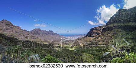 Stock Image - "Coastal road near La Aldea de San Nicolas, Gran Canaria, Canary Islands, Spain, Europe, PublicGround, Europe". Fotosearch