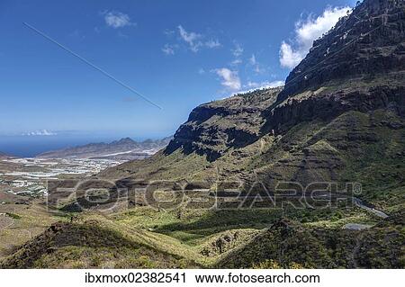 Stock Image - "Coastal road near La Aldea de San Nicolas, Gran Canaria, Canary Islands, Spain, Europe, PublicGround, Europe". Fotosearch