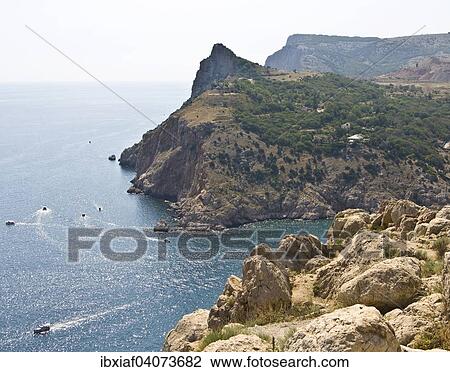 Stock Image - "Coastline, Black Sea, Balaklava, Crimea, Russia, Europe". Fotosearch