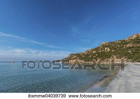 Stock Photo - "Coastline with sandy beach, Sartene, Corsica, France, Europe". Fotosearch