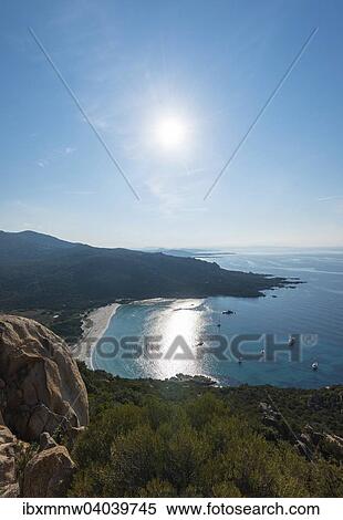 Stock Photography - "Coastline with sandy beach, Sartene, Corsica, France, Europe". Fotosearch