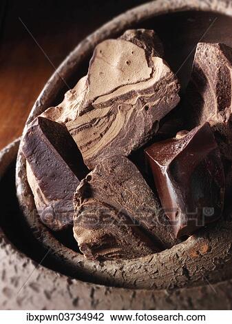 Stock Image - Cocoa liquor pieces. Fotosearch