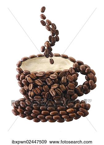 Coffee beans in the shape of a coffee cup View Large Photo Image Stock Photo - Coffee beans in the shape of a coffee cup. Fotosearch