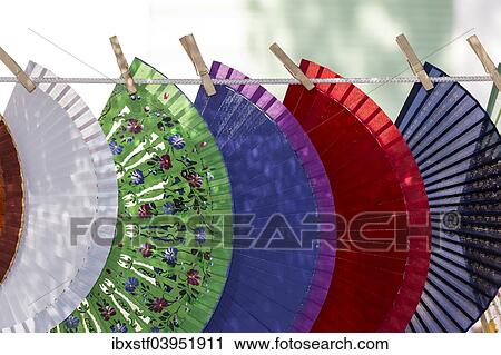 "Colorful fans, weekly market, Portocolom, Majorca, Balearic Islands, Spain, Europe" View Large Photo Image Stock Image - "Colorful fans, weekly market, Portocolom, Majorca, Balearic Islands, Spain, Europe". Fotosearch