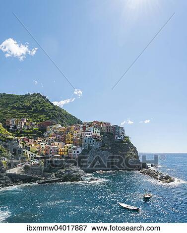 "Colorful houses on cliffs, Manarola, Riomaggiore, Cinque Terre, La Spezia, Liguria, Italy, Europe" View Large Photo Image Stock Photo - "Colorful houses on cliffs, Manarola, Riomaggiore, Cinque Terre, La Spezia, Liguria, Italy, Europe". Fotosearch