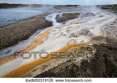 Stock Photograph - "Coloured minerals, Hveravellir high temperature or geothermal region, Highlands, Iceland, Europe". Fotosearch