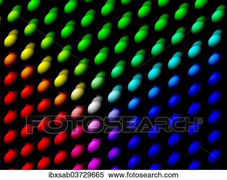 Stock Photography - "Colourful balls in RGB colours on black, 3D illustration". Fotosearch