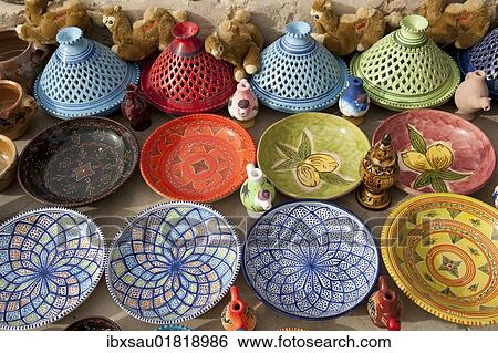 "Colourful handmade ceramics ready for sale as souvenirs, Berber village of Chenini near Tataouine, Southern Tunisia, Tunisia, Maghreb, North Africa, Africa" View Large Photo Image Stock Photograph - "Colourful handmade ceramics ready for sale as souvenirs, Berber village of Chenini near Tataouine, Southern Tunisia, Tunisia, Maghreb, North Africa, Africa". Fotosearch