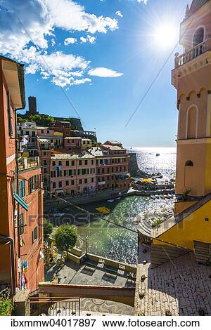 Stock Photo - "Colourful houses of Vernazza, Cinque Terre, La Spezia, Liguria, Italy, Europe". Fotosearch