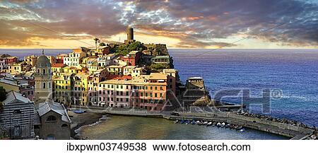 "Colourful houses, the fishing port of Vernazza in the morning light, UNESCO World Heritage Site, Cinque Terre National Park, Vernazza, Liguria, Italy, Europe" View Large Photo Image Stock Photo - "Colourful houses, the fishing port of Vernazza in the morning light, UNESCO World Heritage Site, Cinque Terre National Park, Vernazza, Liguria, Italy, Europe". Fotosearch