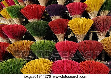 Stock Photography - "Colourful incense sticks, Hue, Vietnam, Asia". Fotosearch
